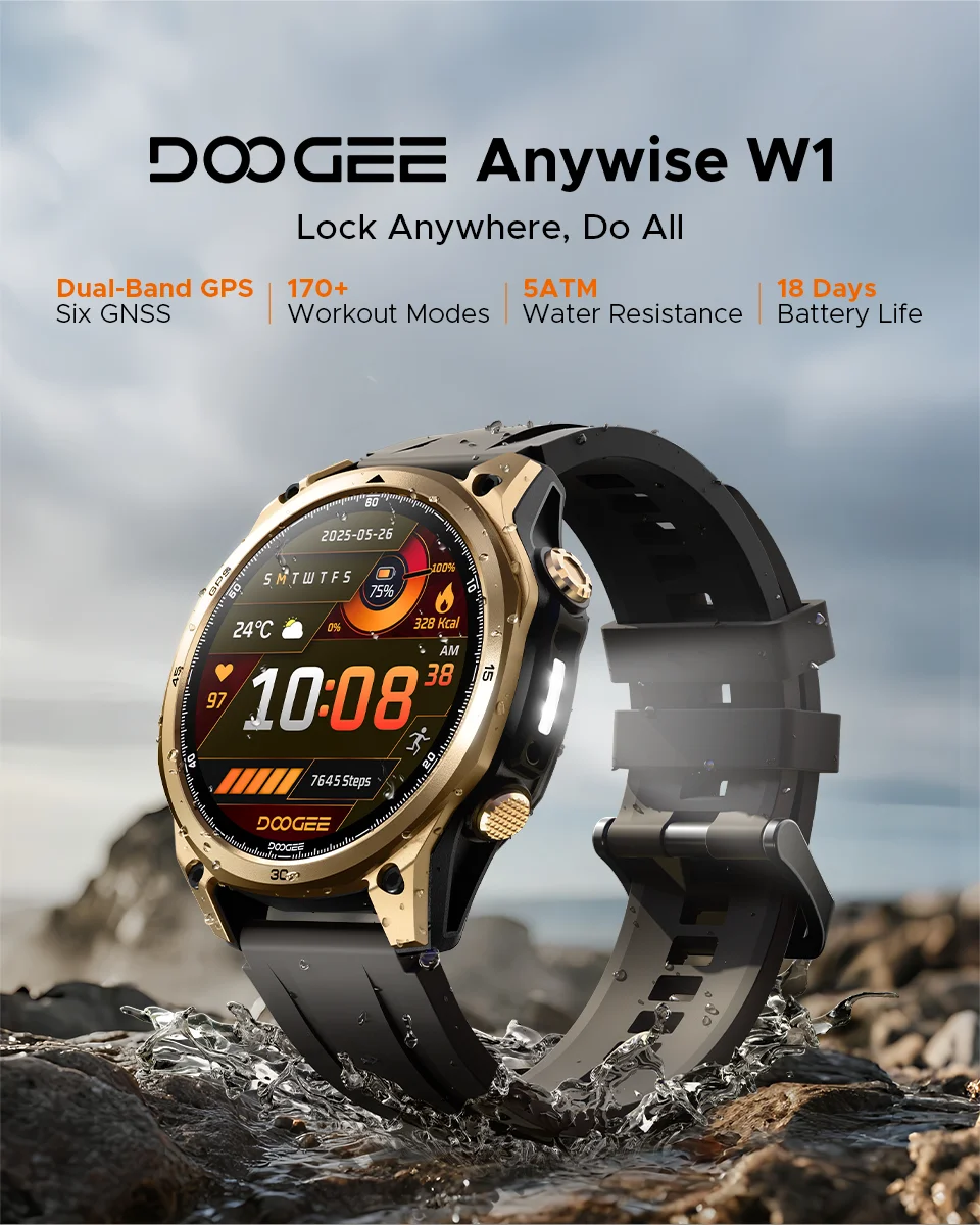 DOOGEE Anywise W1 AMOLED - Akkulaufzeit 18 Tage, Bluetooth 5.3, 1,43 Zoll