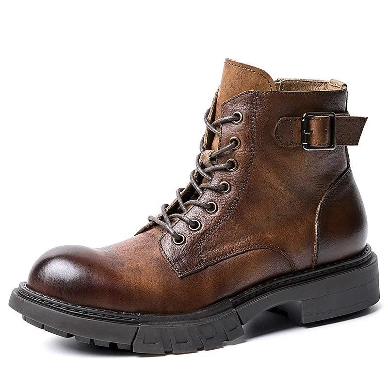 Classic handmade vintage leather ankle boots genuine leather