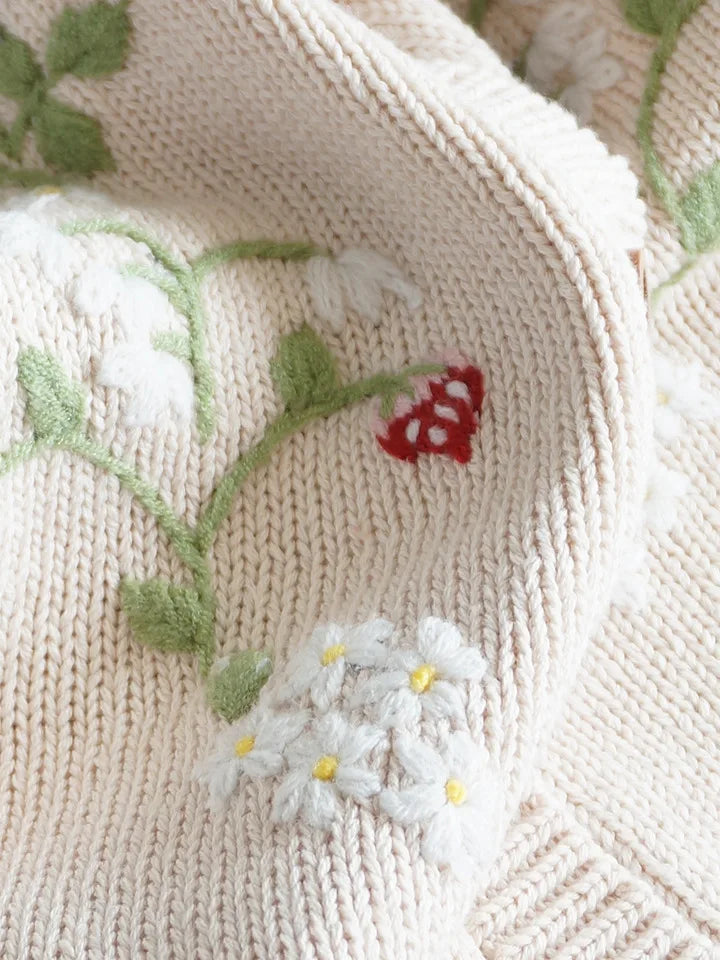 Deer jonmi Gestrickter Pilz-Pullover - Baumwolle Vollärmel