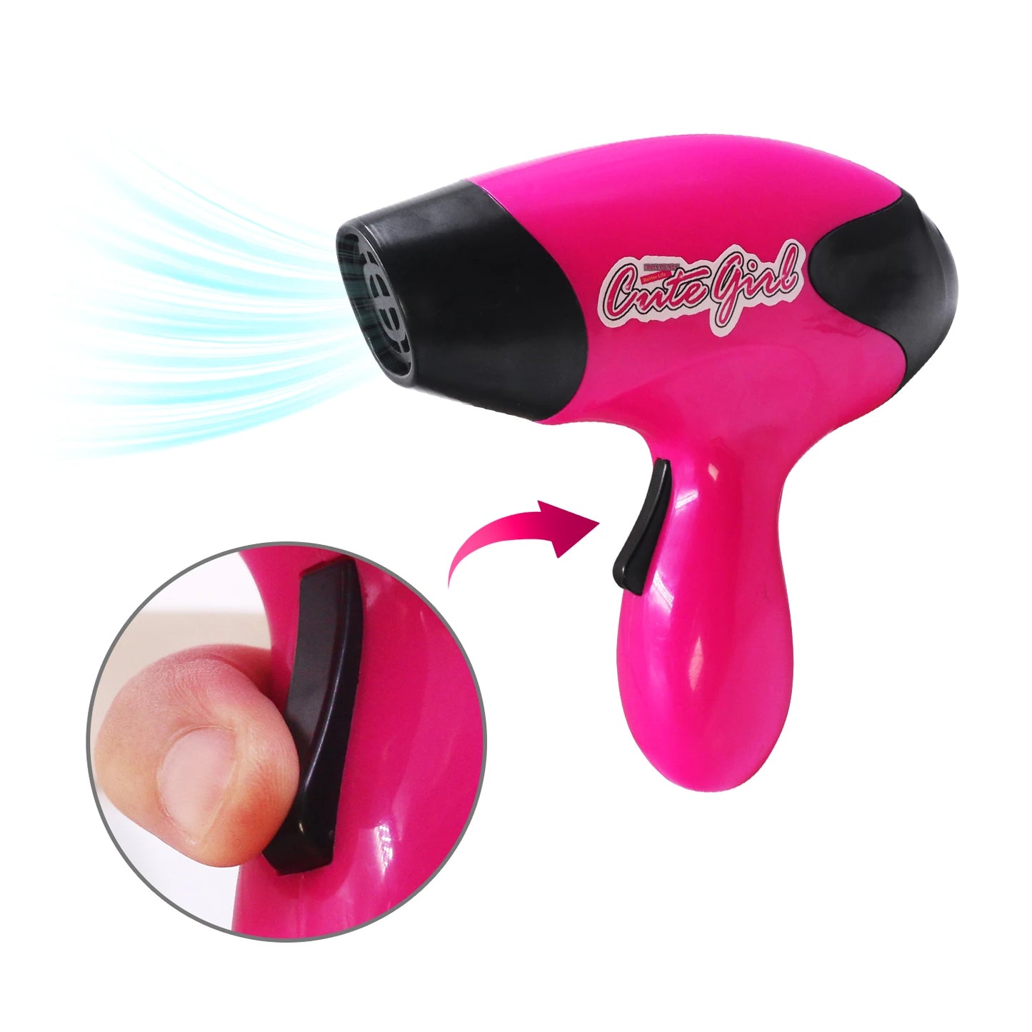 Makeup-Tools, Haartrockner, Haartrocknerklipsen, bunte Lichtsimulierung 1:1 Kinderpflege-Spielzeuge, Mädchen, Familienspielzeuge