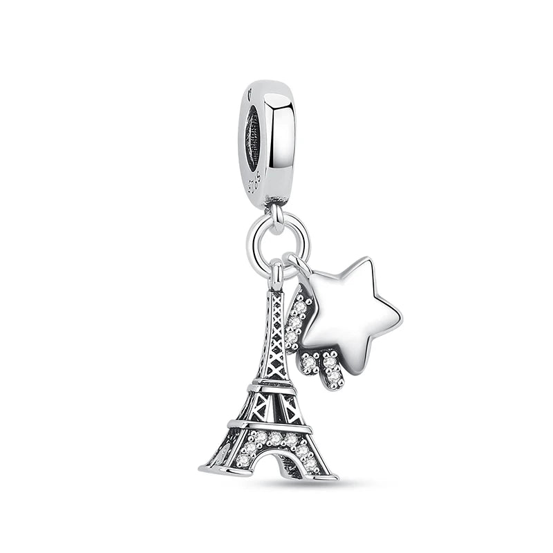 Originale 925 Sterling Silber Charms Liebe Reise London Bus Koffer Paris Perlen passen für Pan Armbänder Halsketten Frauen DIY Schmuck