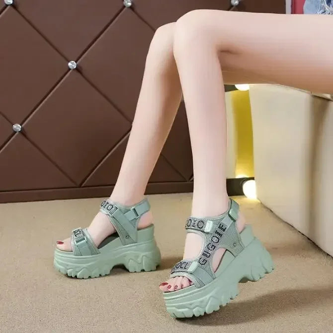 Elegant Female Shoes NEW Summer Luxury Women Sandals Thick Sole Cake Shoes With Elevated Slope Heels Roman Shoes Woman Sneakers