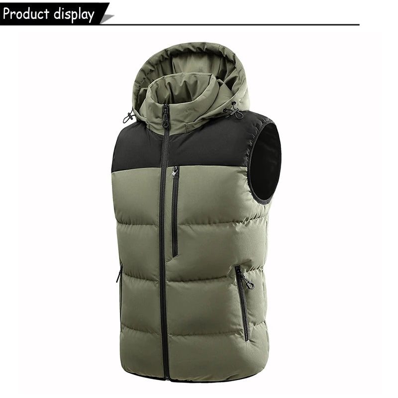 Hots Winddichte Fleece-Weste Abnehmbare Kapuze - Größe M-XL, Reißverschluss, Winddicht