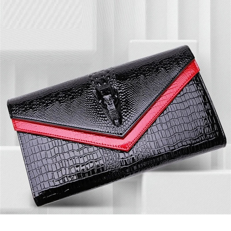 Crocodile pattern leather bag women cowhide shoulder clutch