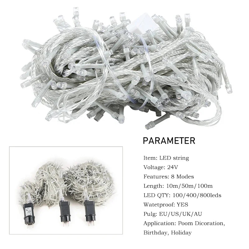 Foroureyes LED Lichterkette Wasserdicht 24V - Länge 100m, >200 LEDs
