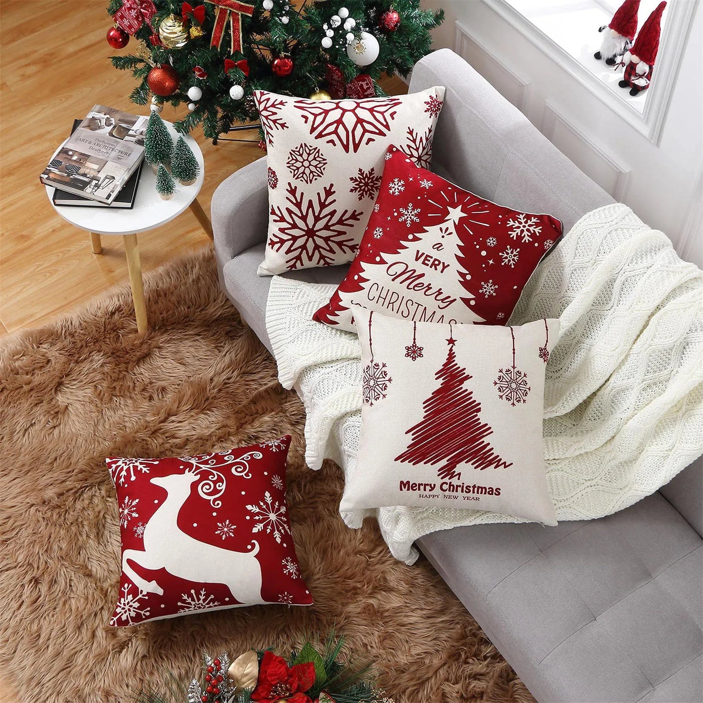 2024 Christmas Pillow Covers Christmas Decorations Throw Pillow Covers Set Of 4 Throw Pillow Cases With Holiday Decor Sofa