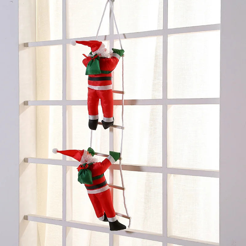 Christmas Ladder Santa Claus Window Hanging Ornament Climbing Santa Claus Home Decoration Gifts Restaurant Doll Hanging Ornament