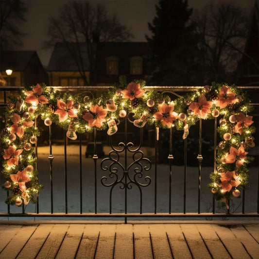 2,7 m Weihnachts-LED-Rattan-Girlande, dekorative Treppe, Kamin, Weihnachtsdekoration, Weihnachtsbaum, Rattan-Banner, Zuhause, Treppen-Anhänger