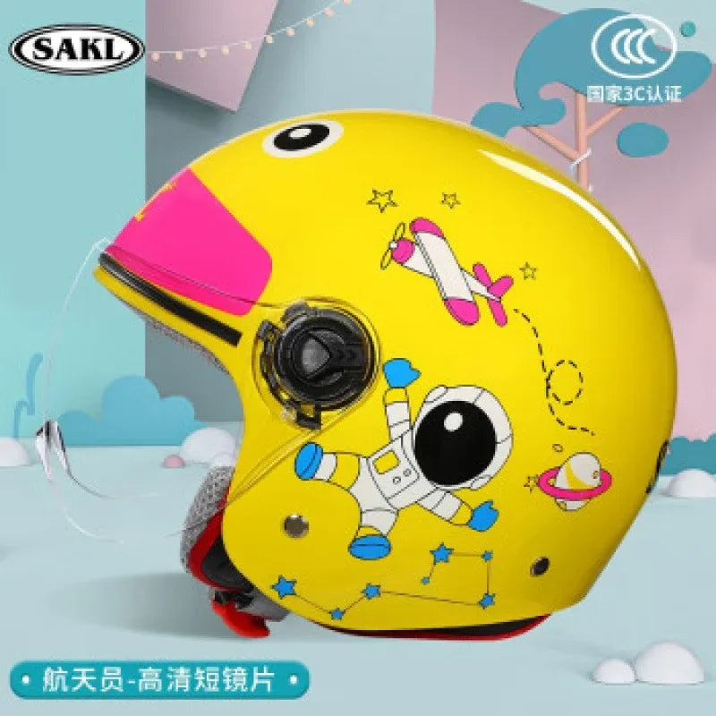 Children Cartoon Cute 4 season Motorcycle helmets Open face electric car bike child helmet for kids boy girl unicorn casco moto