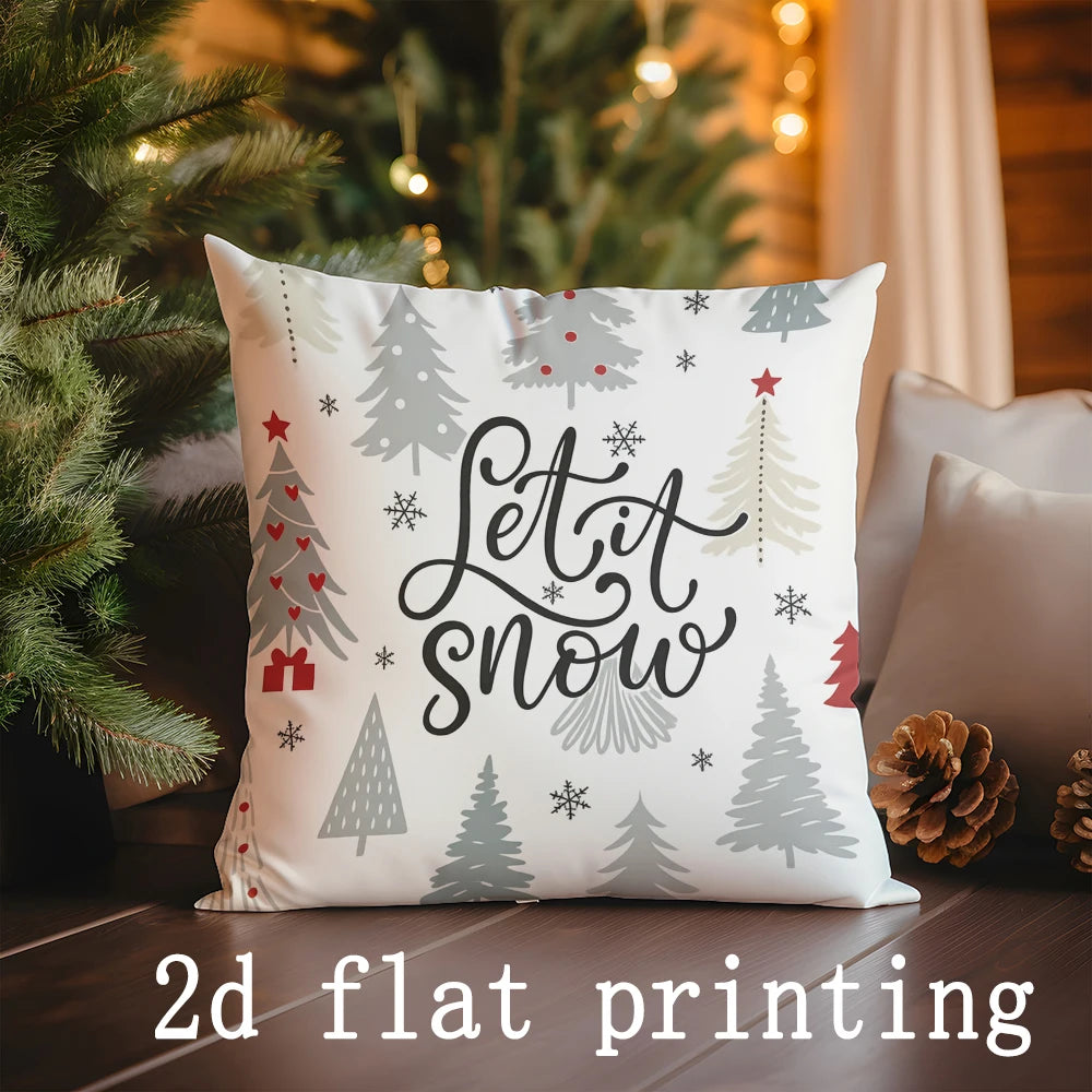 1pcs/4pcs- Christmas Themed Decorative Pillow Covers with Snowman & Deer , Square Pillow Cover Cushion Cover