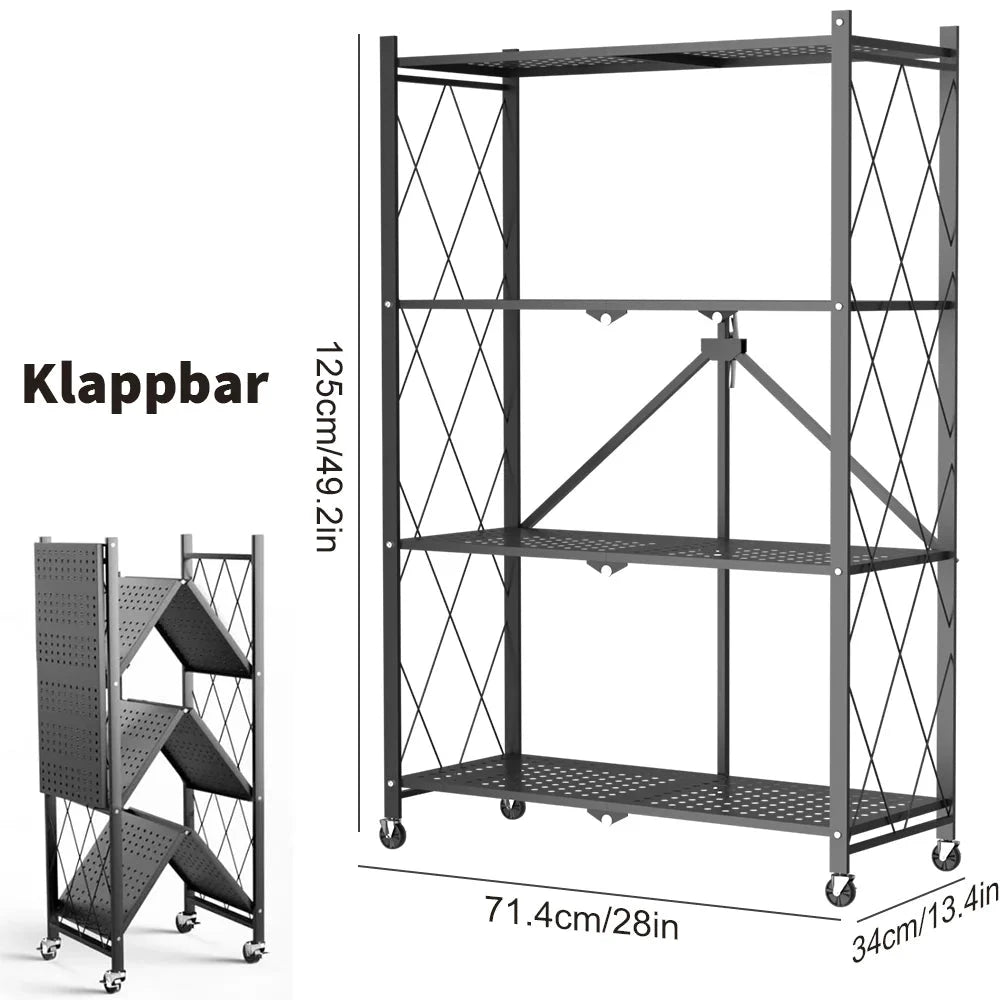 FlexStor Klappregal 5-Tier Mit Rädern Bremse 6 kg Pro Fach