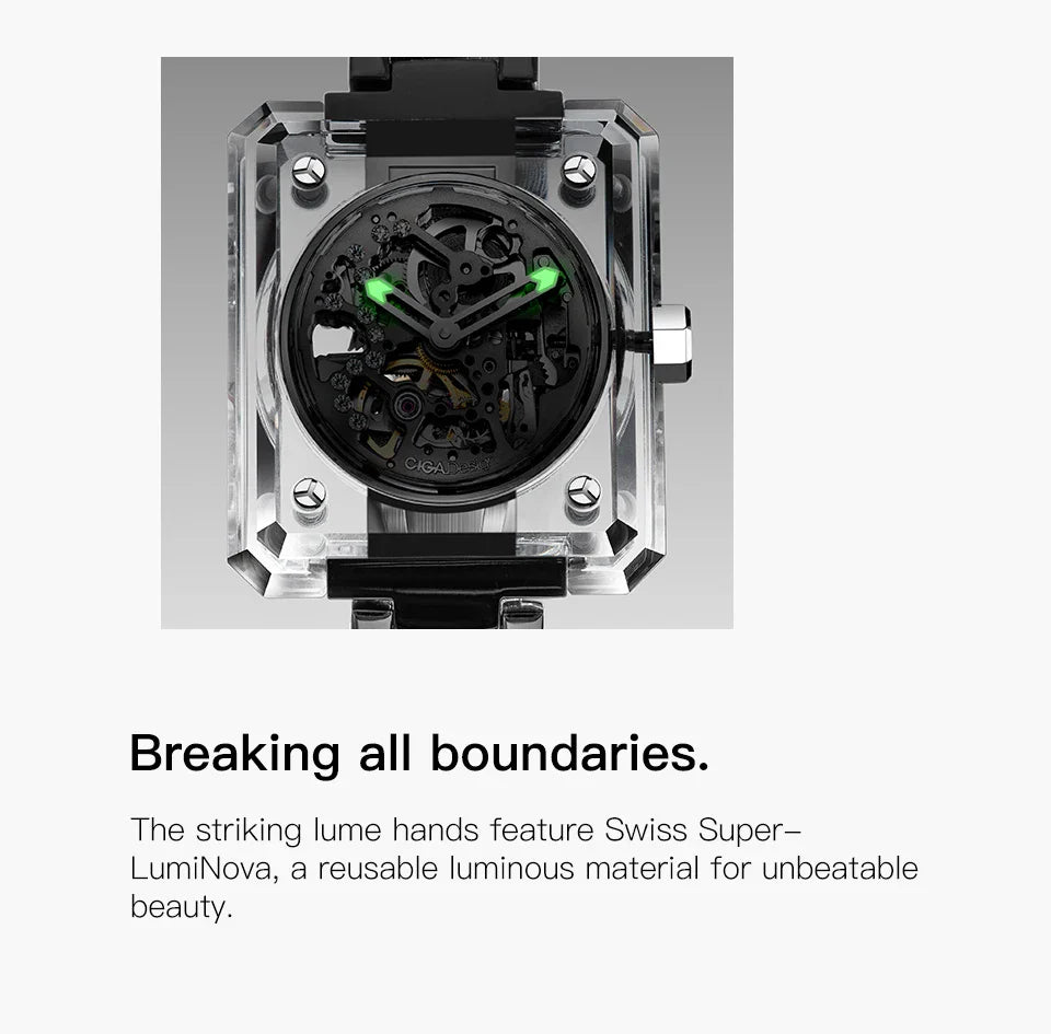 CIGA Design crystal love series elegant skeleton automatic watch for ladies