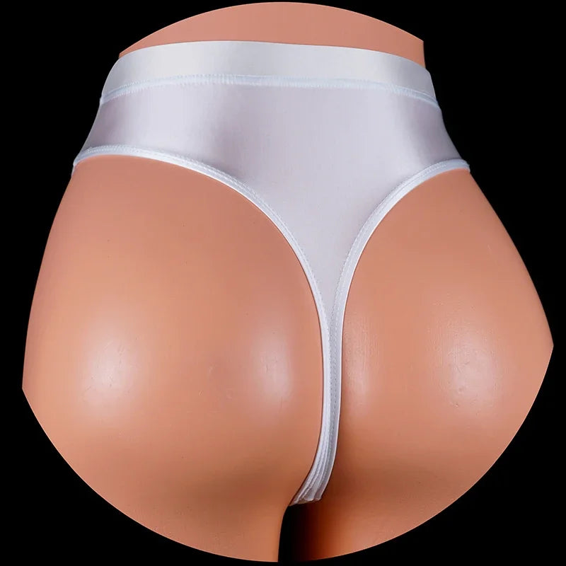 YAULAANG Damen String 2025 - Japan Style High-Waist Satin String glänzend