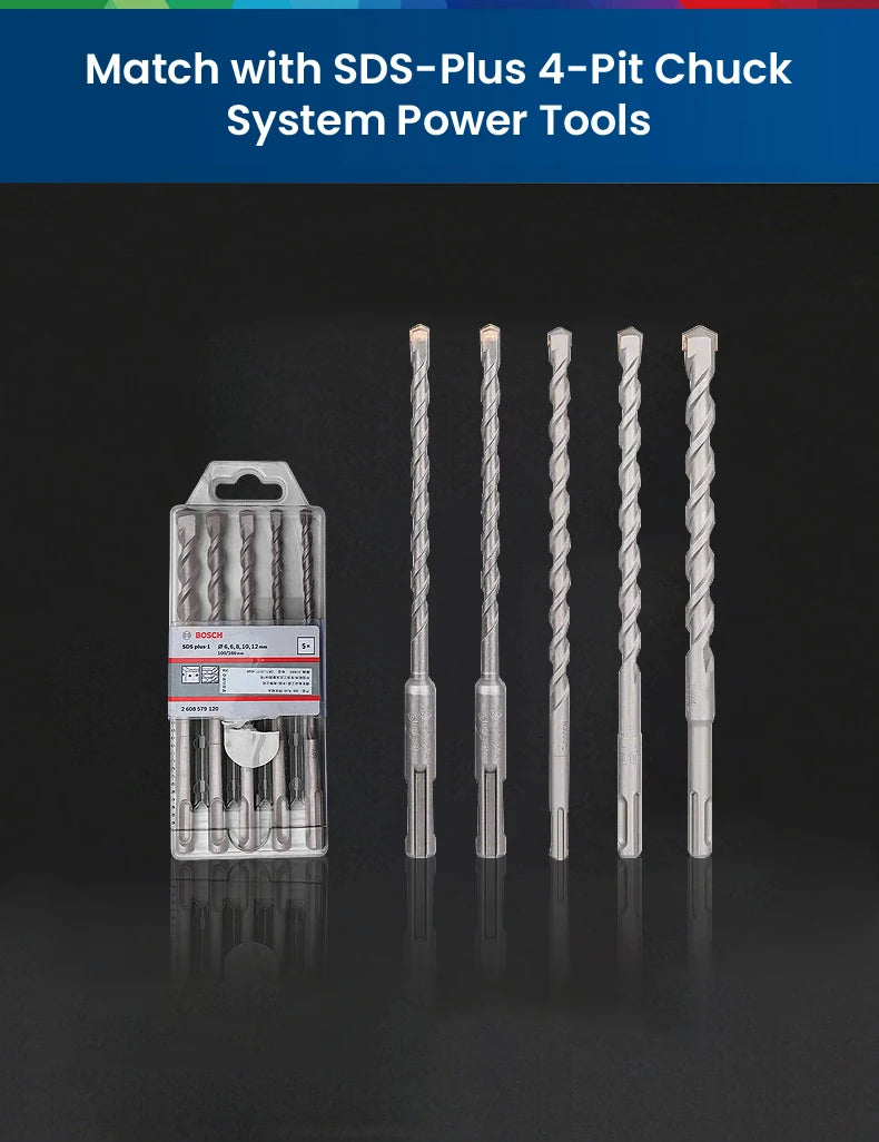 Bosch SDS Plus Rotary Drill Bits 10pcs Diameter 6mm Round Handle 4-Pit Tungsten Carbide Electric Hammer Drill Accessories