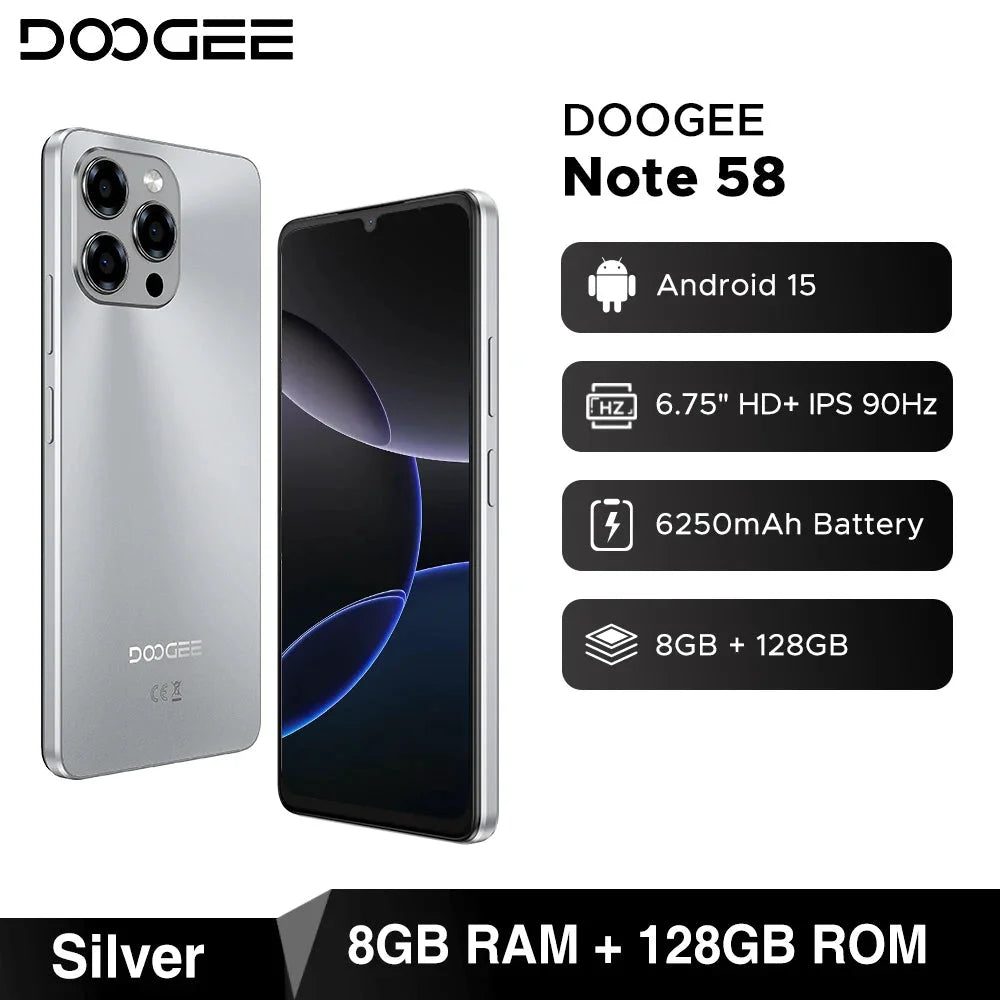 DOOGEE Note 58 Großer Akku - 6250mAh 6,75 Zoll 90 Hz by Golden Bridge Store