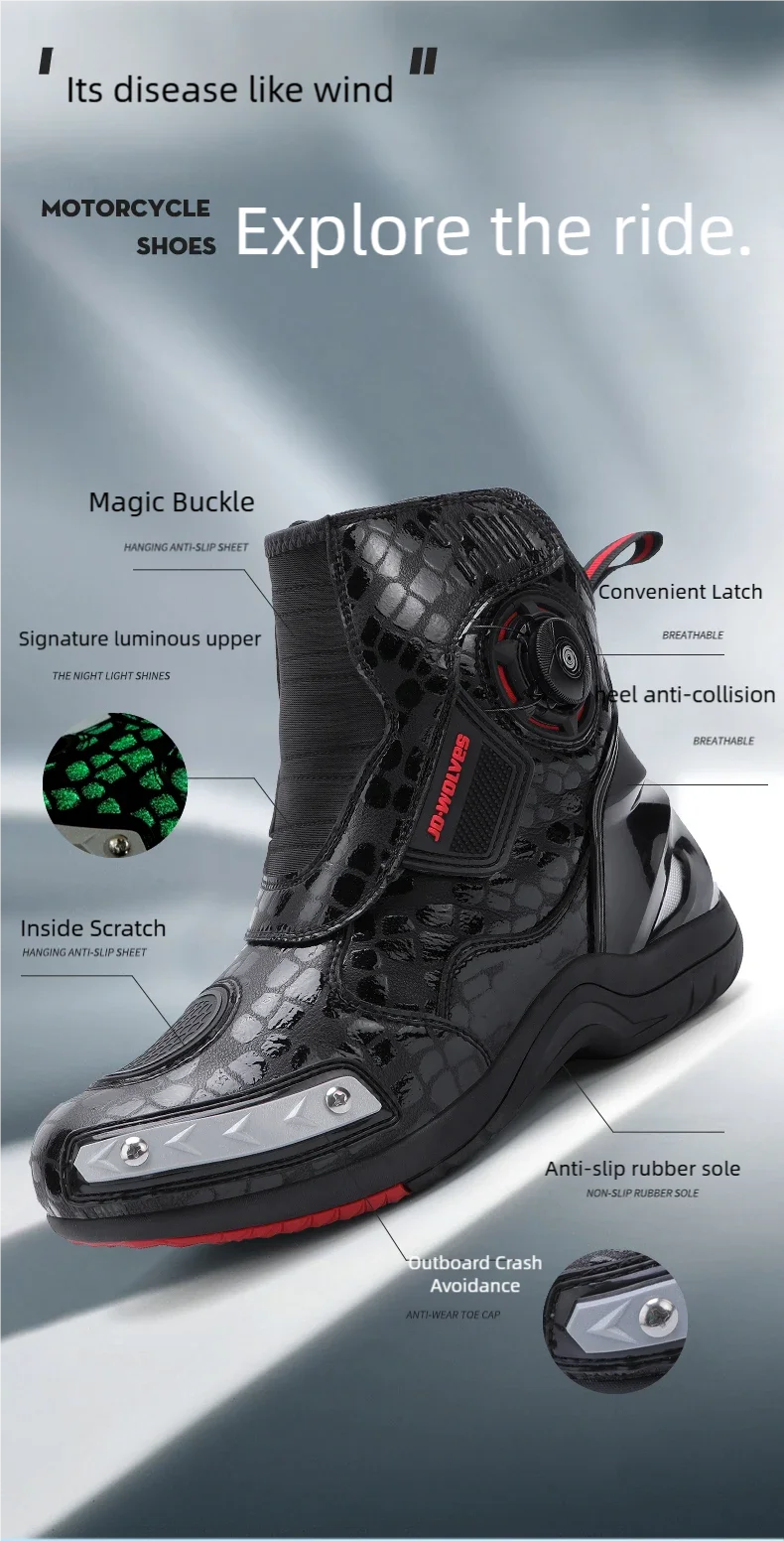 CN Fujian Sturzsicher Motorradstiefel - EU42 PU Obermaterial Gummi Sohle Bequeme Passform