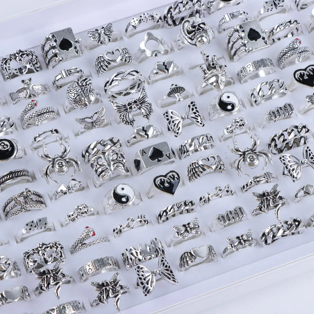 Zhang V Gui Punk Fingerring Set - 10/20/30/50 Stk Zink