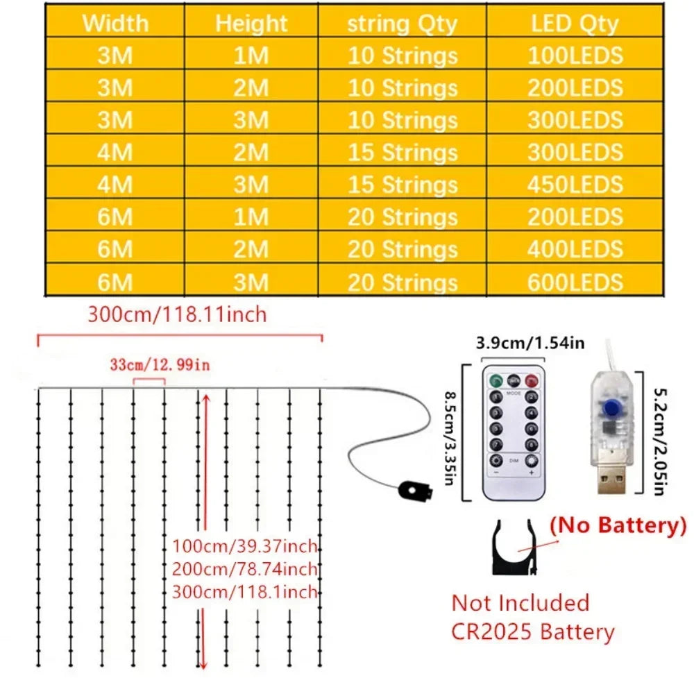 FairyLights CurtainLights Fernbedienung - Länge 3 4 6 m, USB, <60 lm