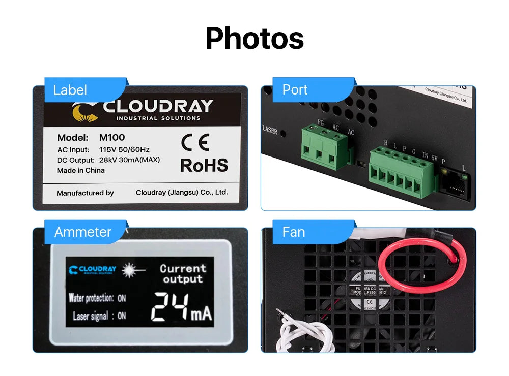 Cloudray 80-100W CO2 Laser Stromversorgung für CO2 Laser Gravur Schneid Maschine M100W Kategorie