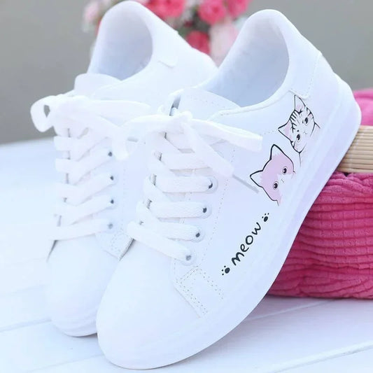 Luna Sneakers Süße Katze Print - PU Größe 36-41 Leicht