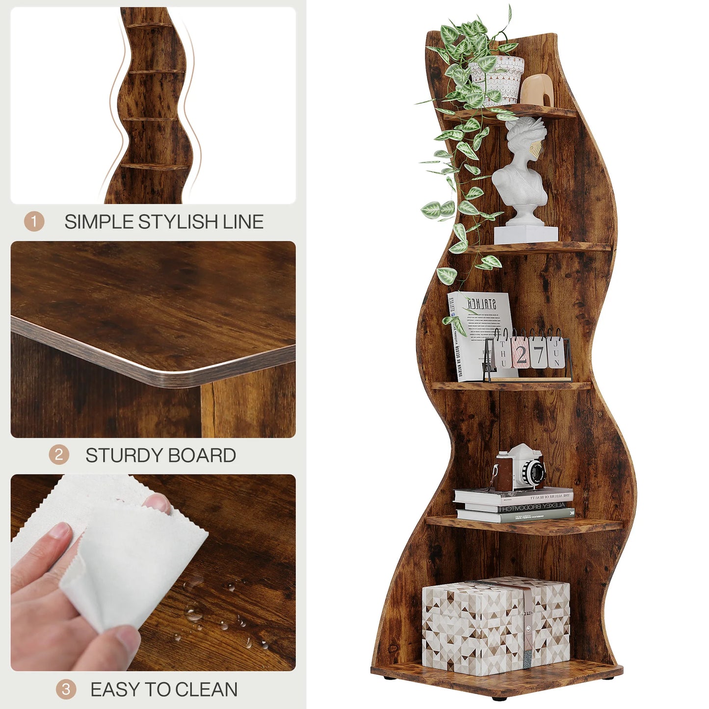 Tribesigns Bücherregal Eckregal 5-stufig Pflanzenständer Wohnzimmer