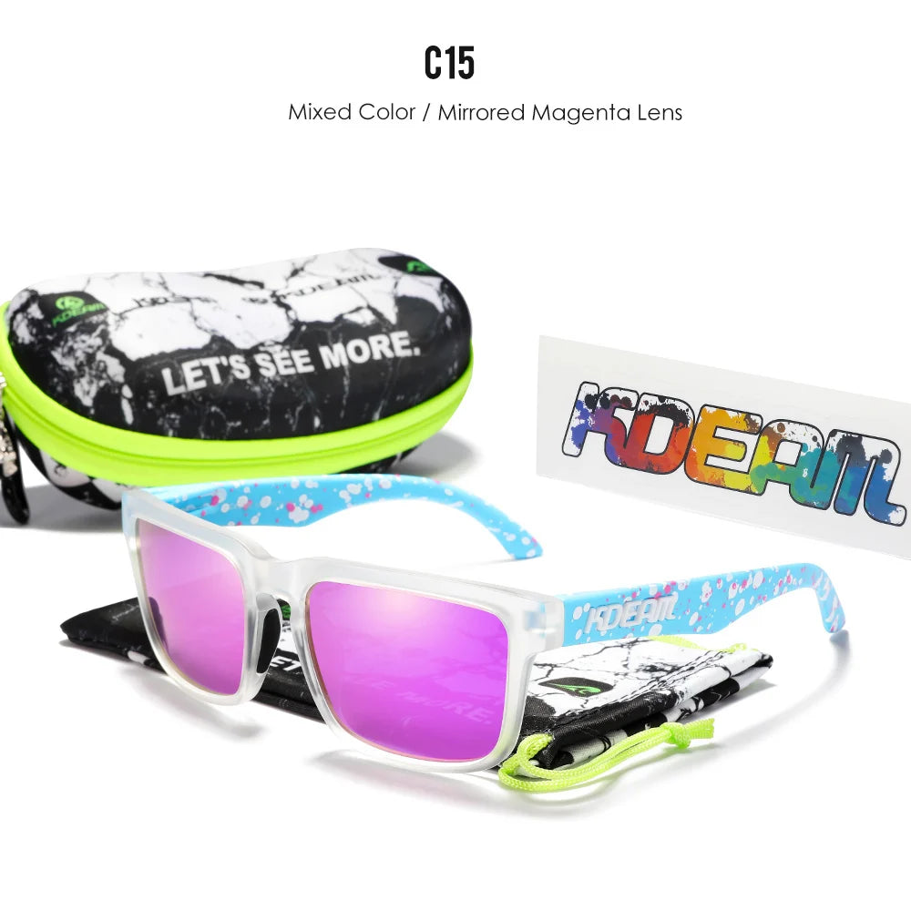 KDEAM Herren Polarisierte Sonnenbrille Quadratisch Casual Outdoor Sonnen Brille Frauen Unisex Sonnenbrille für Paare mit Neuer Verpackung