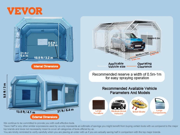Professionelle Lackierkabine 2025: VEVOR Inflatable Paint Booth mit leistungsstarken Blasern und Luftfilter-System. Portables Auto-Lackier-Booth für die deutsche Automobilindustrie