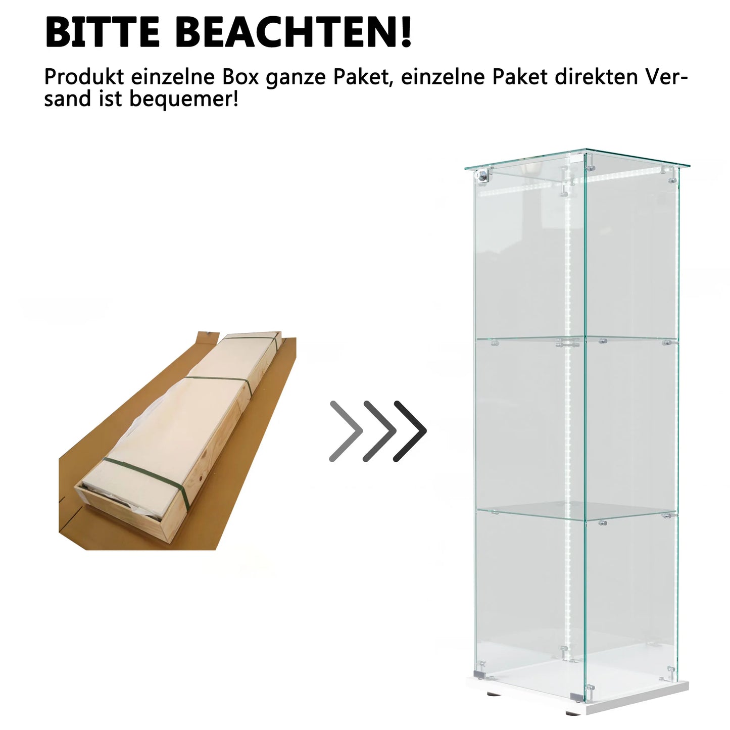 Anajqaqia Glasvitrine 123,3×39,8×35 cm LED-Beleuchtung 1 Tür