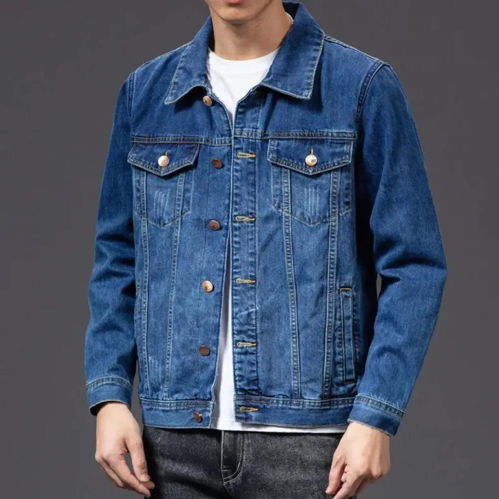 Casual Denim Jacket for Men Coat Single-breasted Cardigan Jacket Men Denim Coat Male Jacket chaquetas hombre куртка мужская