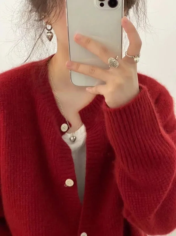 LIBIELY Cardigan Rundhals Kuschelig Warm Polyester - Kapazität Standard Leistung Hoch Größe M/L