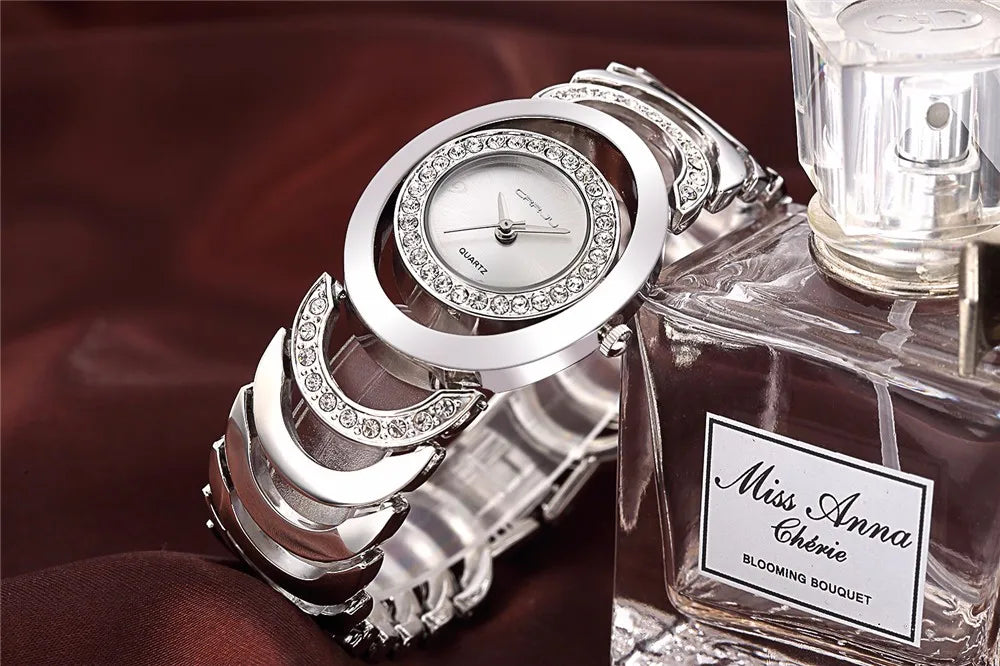 Damen-Uhr 2025: CRRJU Gold Watch Women Luxury Brand bracelet Ladies Quartz-Watch - Gifts For Girl Full Stainless Steel Rhinestone wristwatches whatch Collection