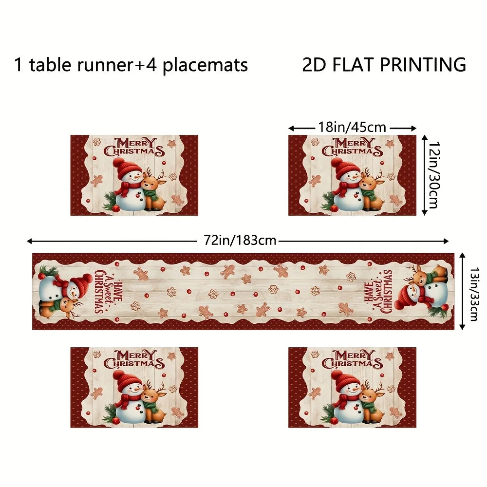 Christmas snowman Table Runner Merry Christmas Decorations for Home 2025 Xmas Party Decor Navidad Natal Noel Gifts New Year 2026