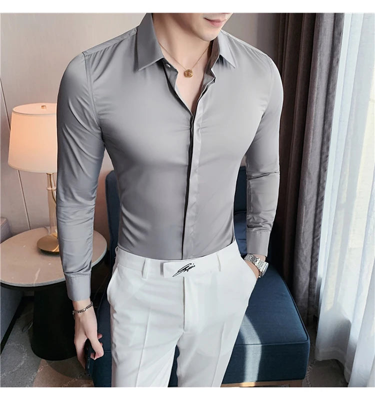 8Farben SlimFit Langarmhemd - Gr. M-L, Feiner Stoff