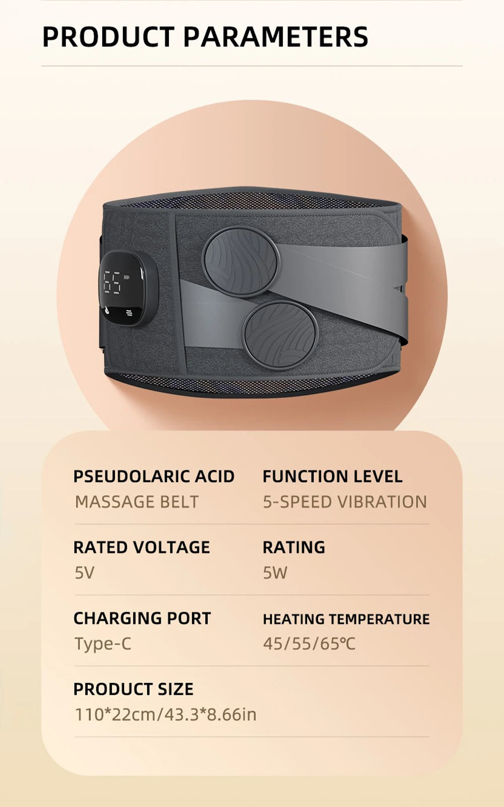 Electric Heating Waist Massager Support Belt Vibration Hot Compress Vibration Lumbar Brace Belt Back Relax 3 Gears Adjustment
