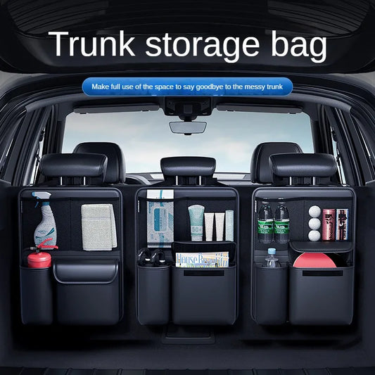Auto Kofferraum Leder Aufbewahrung Tasche 2025 - Faltbar Auto Sitz Rücken Werkzeug Organizer - Multifunktional UV Aufbewahrung SUV Rücksitz Hängend Organizer