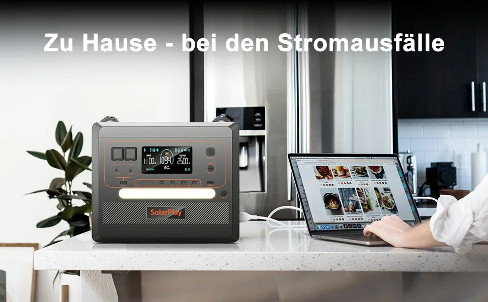 Powerstation 2025 - Q2402M 2500W LiFePO4 Solargenerator - 12-Ausgänge Pure-Sine-Wave Trolley Notstromaggregat