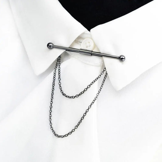 Herren Kragen Pin Krawatte Clip 2025 - Bar Kreuz Quaste Kette Hemd Kragen Pin - Hochzeit Geschenk Anzug Brosche Revers Pin Kleidung Accessories
