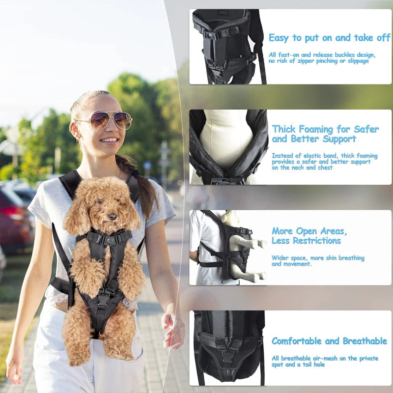 Benepaw Hund Träger Rucksack 2025 - Verstellbar Haustier Träger Vorne Gerichtet - Freihändig Sicherheit Welpe Reise Tasche Klein Mittel Hund