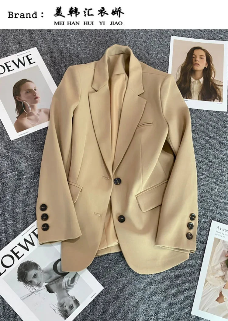 Elegant Office Lady Blazers for Women 2024 Fashion Long Sleeve Single Button Blazer Coats Female Top Suit Jackets Outerwears