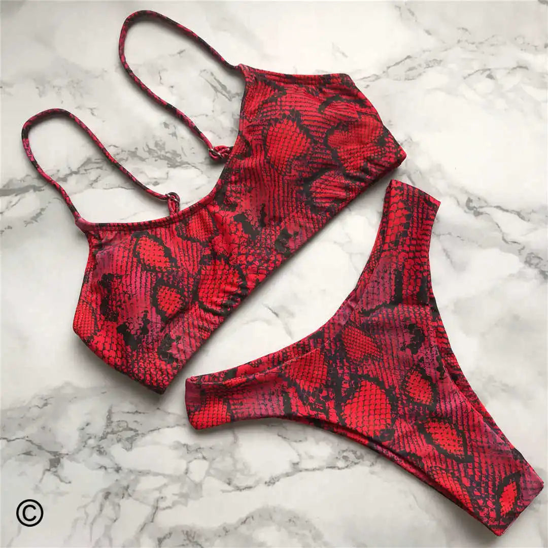 14 Farben S-XL Elegant Leopard Bikini: Varleinsar Wire-Free Low Waist Brasilianischer - Zweiteilig Beach Style Polsterung Leopard-Muster