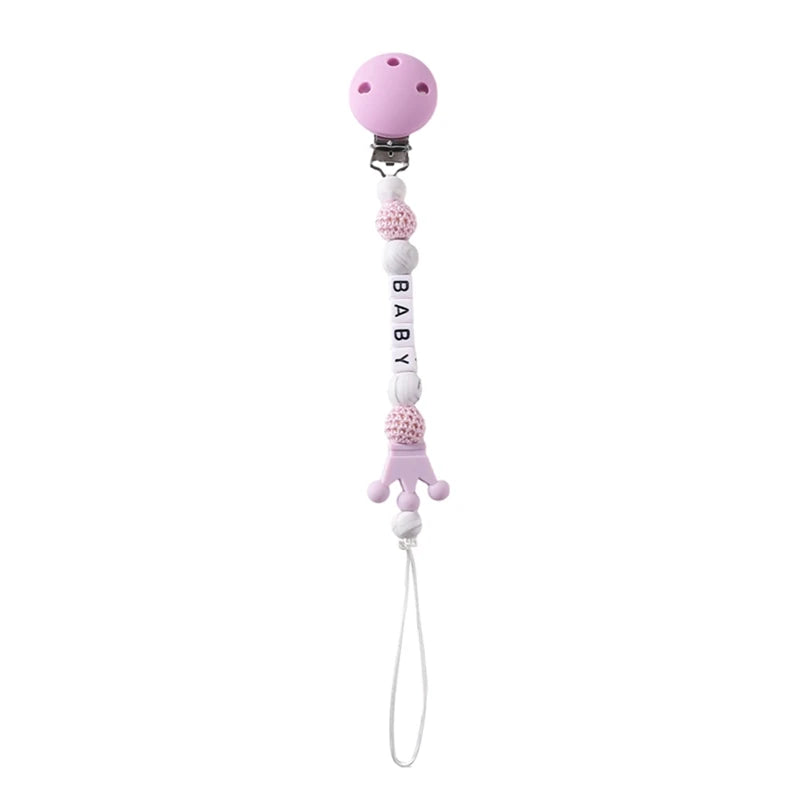 Baby Pacifier Chain Star Customizable Beads Wooden Pacifier Clips BPA Free Handmade Holder Chain Infant Nursing Teether Chain