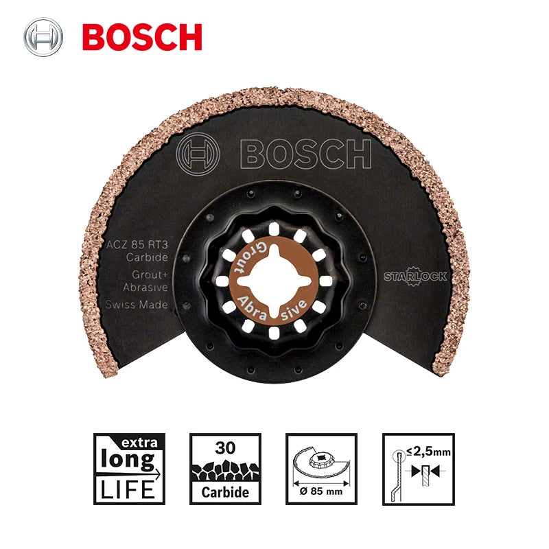 Bosch Starlock Oscillating Saw Blade ACZ 85 RT3 Carbide Grout + Abrasive Blades for Cement Panel Concrete Renovator Accessories