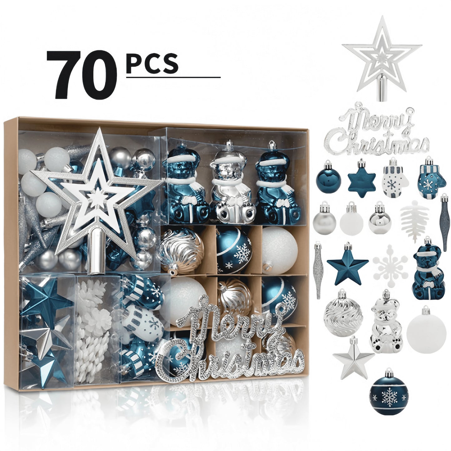 Nordstern 204 Christbaumschmuck Kugeln - 70 Stk, Durchmesser 2–5 cm