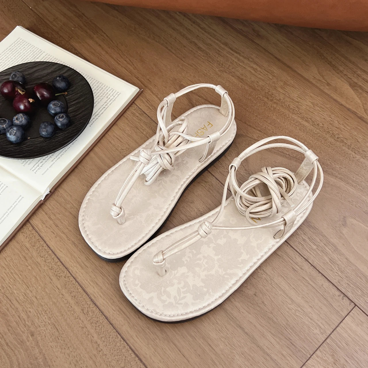 Sandalen 2025: FMZXG Flat Sandals Women's 2025 Summer Open-toe Leg Lace-up - Sandals Non-slip Casual Fashion Lace-up Roman Women's Shoes Large Size Collection
