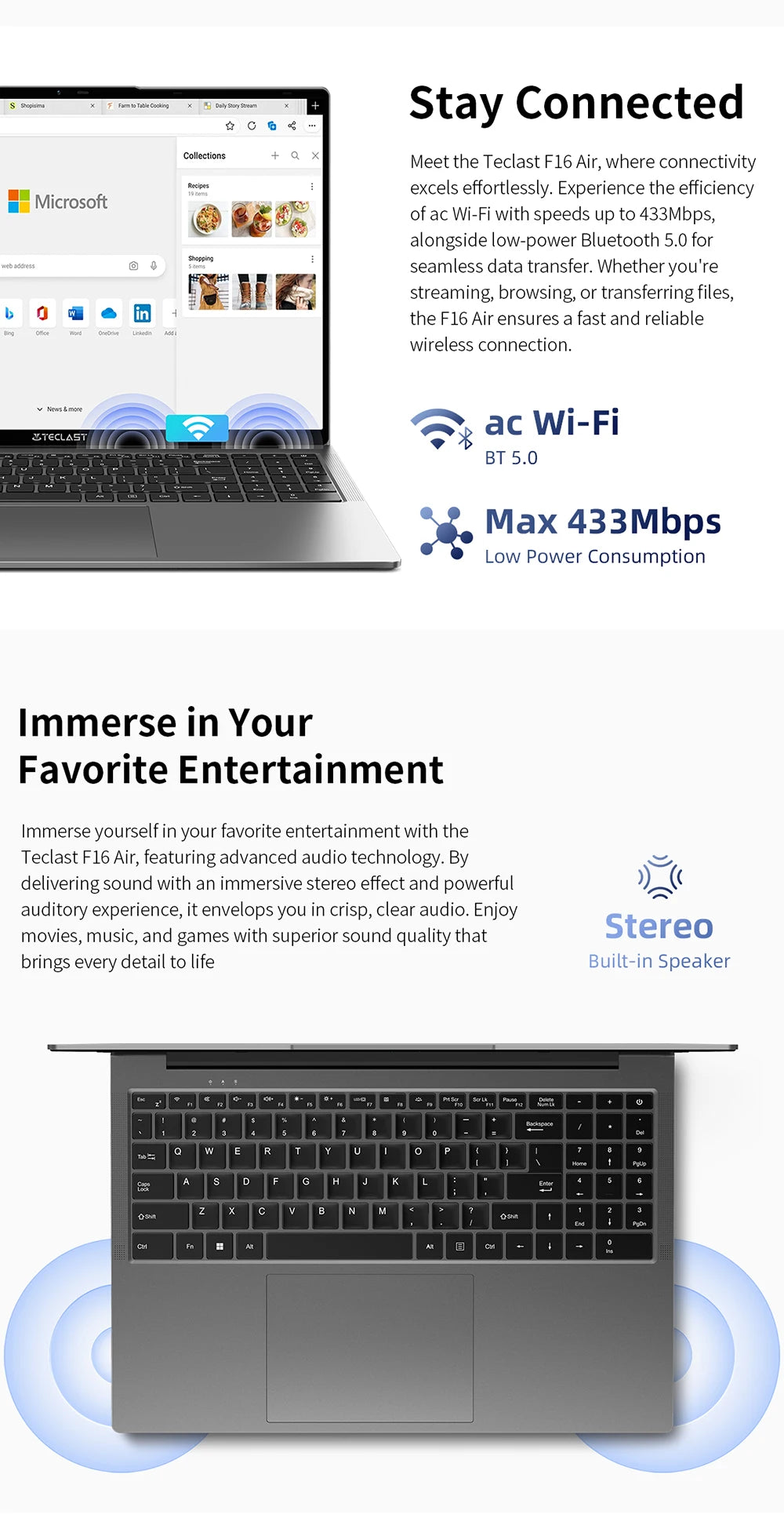 Teclast F16Air Laptop 16.1 Zoll - Intel N95, 16GB RAM, 512GB SSD, FHD IPS Display, Beleuchtete Tastatur