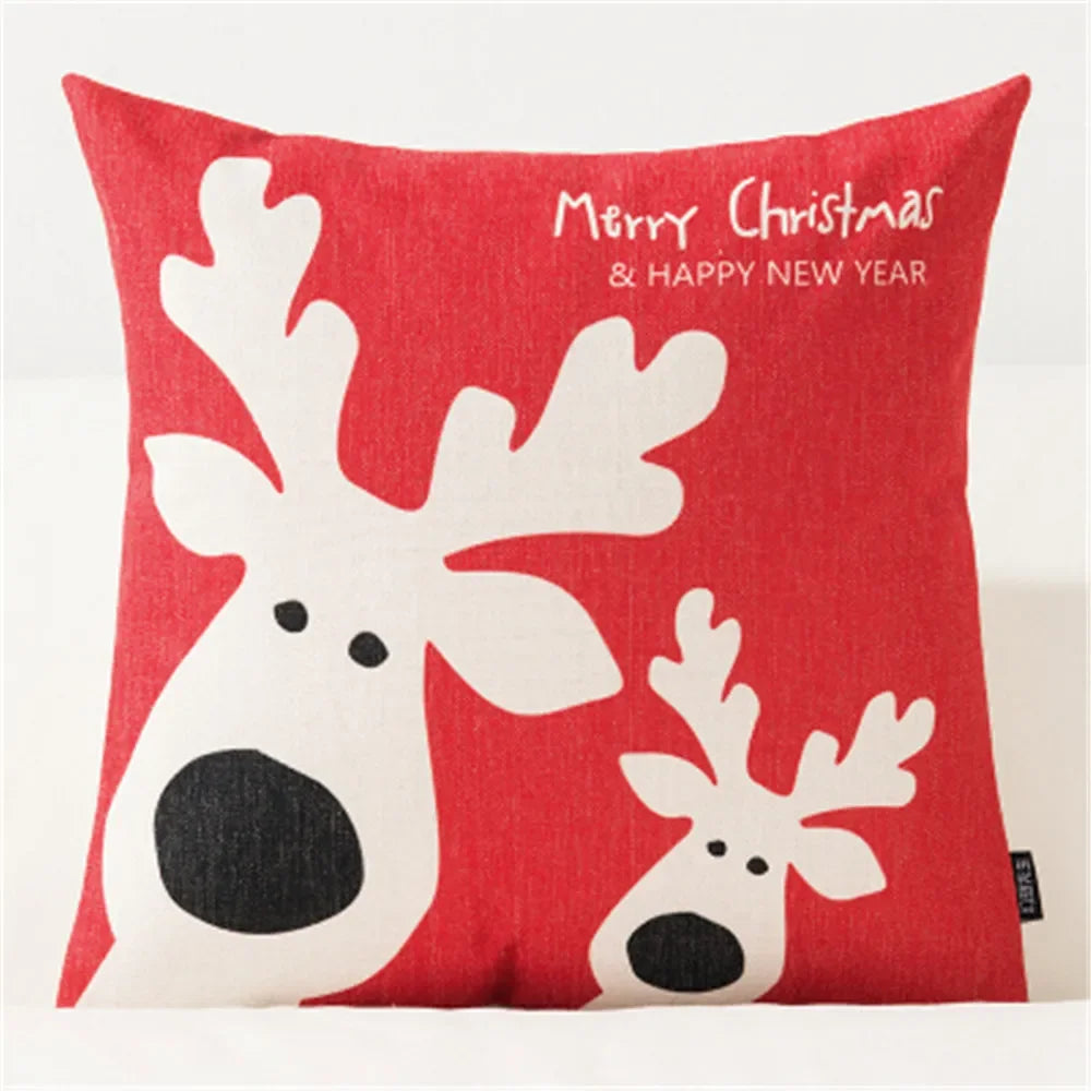 Christmas Decorations for Home Pillow Cover Decoratives Polyester Merry Christmas Snowman Snowflake Deer Pillow Cushion Cover