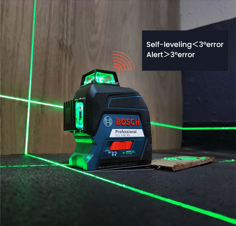 Bosch GLL 3-60 XG Laser Level 12 Lines Green 3D Level Self-Leveling 360 Horizontal & Vertical Cross 30m Powerful Measuring Tool