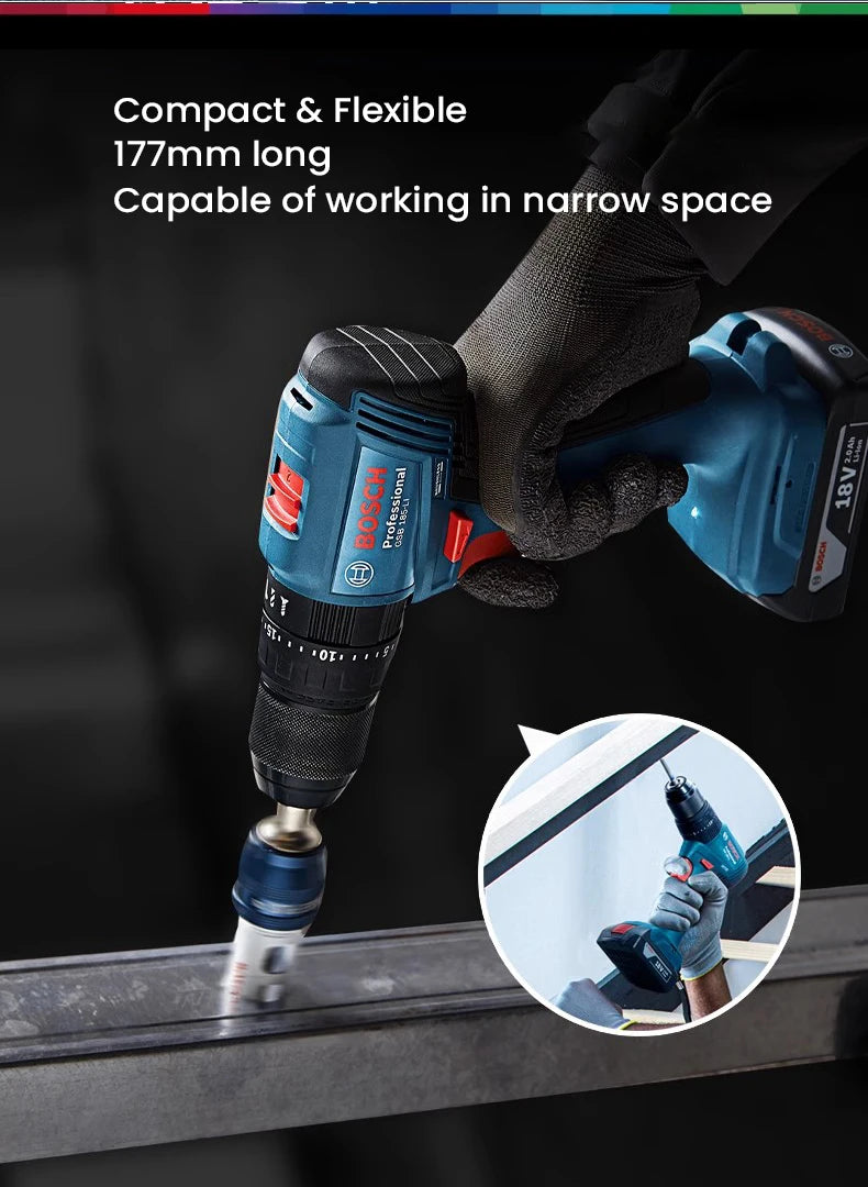 Bosch GSB 185 Li Cordless Impact Drill 3 In 1 Multifunctional 50Nm Electric Screwdriver Brushless Hammer Drilling Pro Power Tool