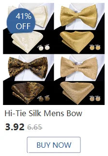 Hi-Tie Silk Mens Bow Tie Pocket Square Cufflinks Set Peach Pink Salmon Pre-tied Butterfly Knot Bowtie for Male Wedding Business