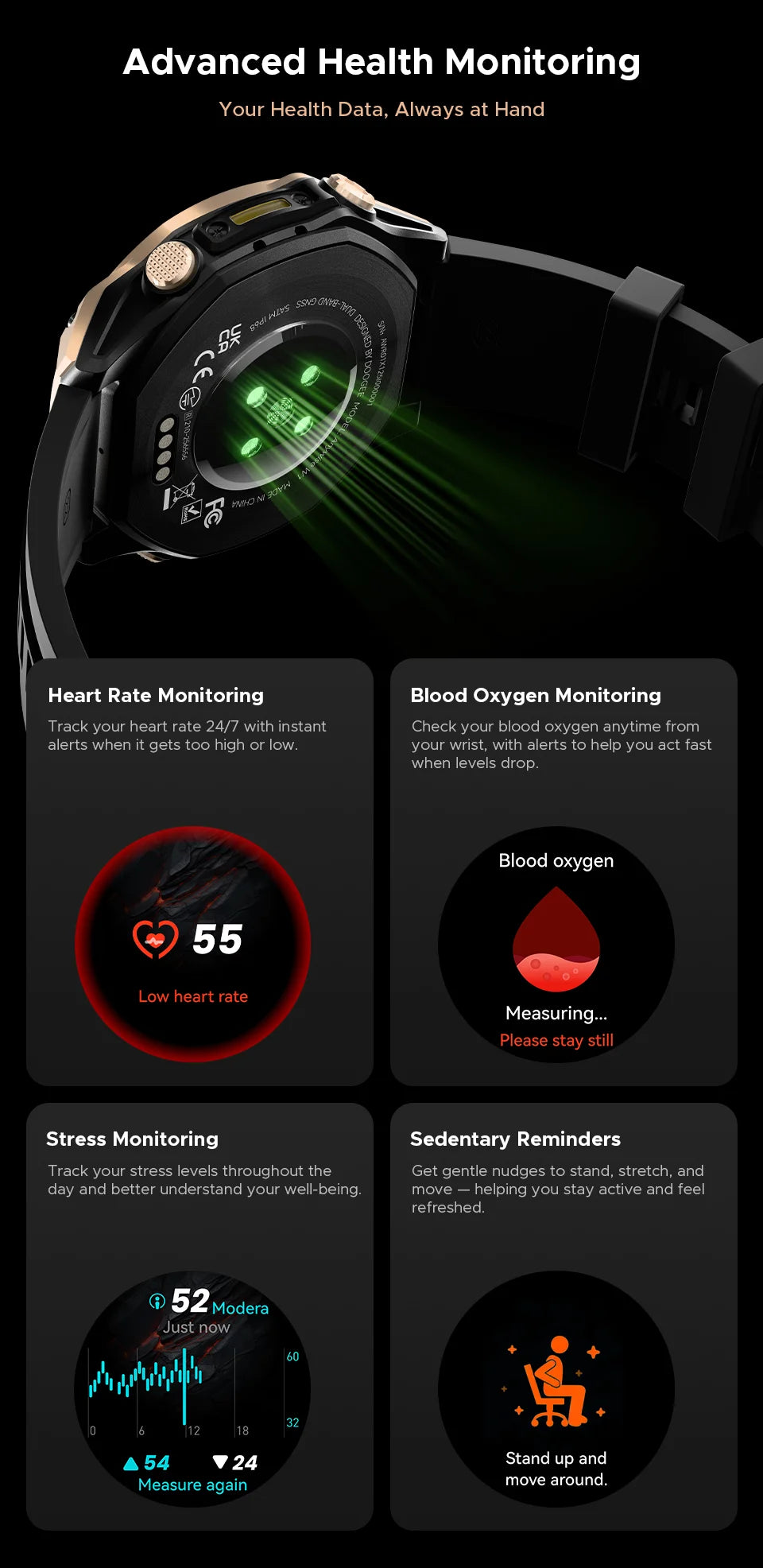 DOOGEE Anywise W1 AMOLED - Akkulaufzeit 18 Tage, Bluetooth 5.3, 1,43 Zoll